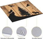 Retro Rustic Wolf Deer Forest Brown Wood Dish Drying Mat - Image 4