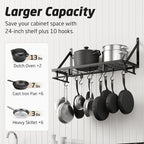 KES 24 Inch Kitchen Pot Pan Rack Wall Mounted Hanging Storage Organizer Wall - Image 2
