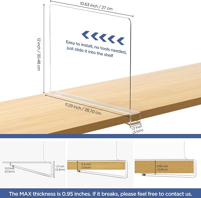 16 Pack 12 Inches Clear Shelf Dividers - Image 2