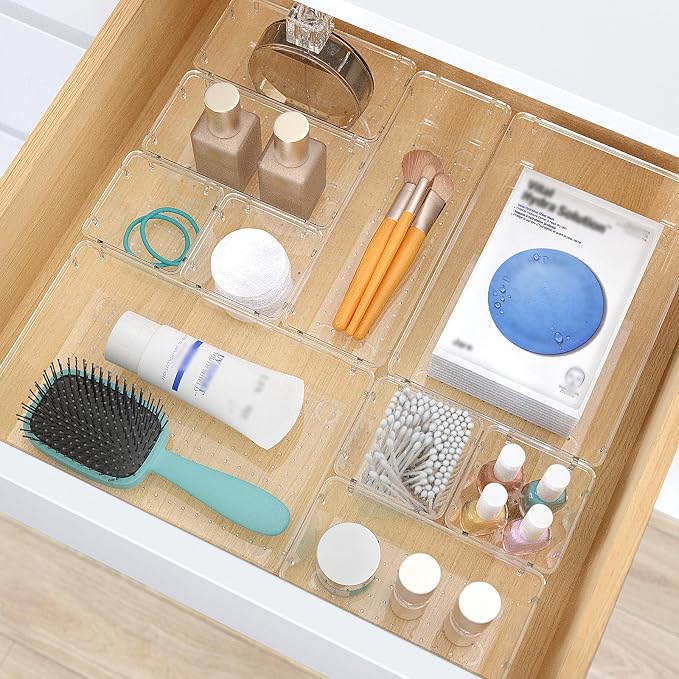 StorMiracle 23 PCS Clear Plastic Drawer Organizers Set, 4 Size Desk Drawer - Image 5