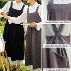 Uaussi Cotton Linen Apron Cross Back Work Apron - Image 2