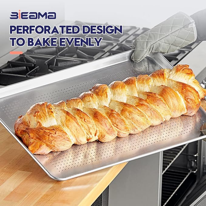 BIEAMA 6 Pack Half Size 18" x 13" Aluminum Baking Sheet Pan Perforated - Image 6