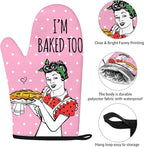 Funny Oven Mitts and Pot Holders Sets Pink Kitchen Accessories Cute Kitchen - Image 3