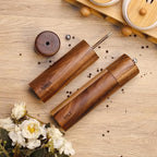 XWXO 2 Pack Acacia Wooden Salt and Pepper Grinder Set 8 Inches Refillable Salt - Image 3