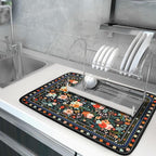 Floral Microfiber Dish Drying Mat Large Absorbent Dish Drainer Rack Pad - Image 5