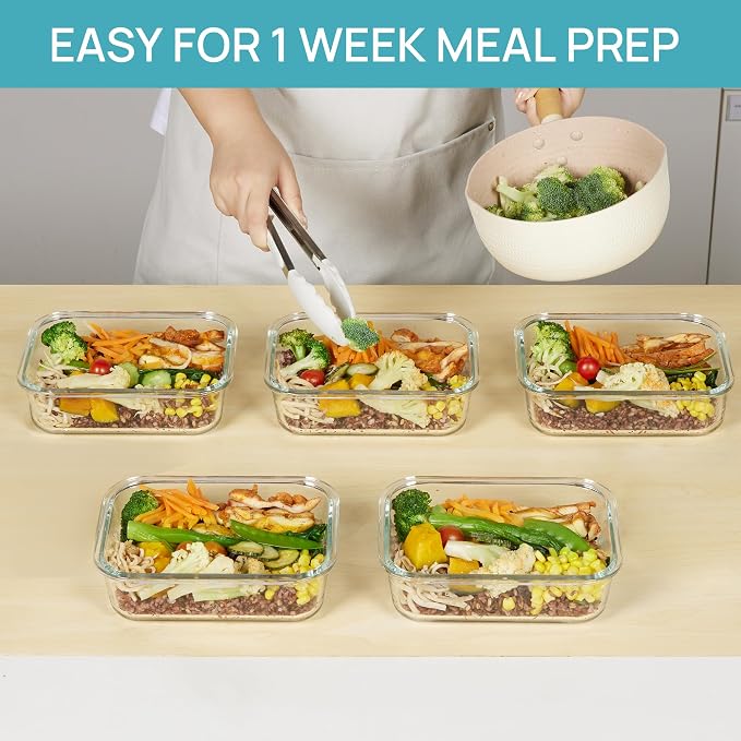 Vtopmart 5 Pack 35oz Glass Food Storage Containers - Image 3