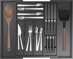 Bamboo Kitchen Drawer Organizer, Expandable Silverware Organizer by Thalomely