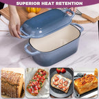 4.6-Quart Oval Dutch Oven for Bread Baking, 2 in 1 Enameled Cast Iron Bread Pan - Image 5