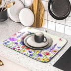 Giwawa Hummingbird Flower Dish Drying Mat 16x18 inch Watercolor Spring Herb - Image 5