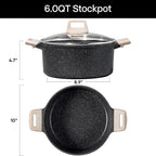 CAROTE Nonstick Stock Pot with Lid Soup Pot, 6 Quart Casserole with Lid - Image 2