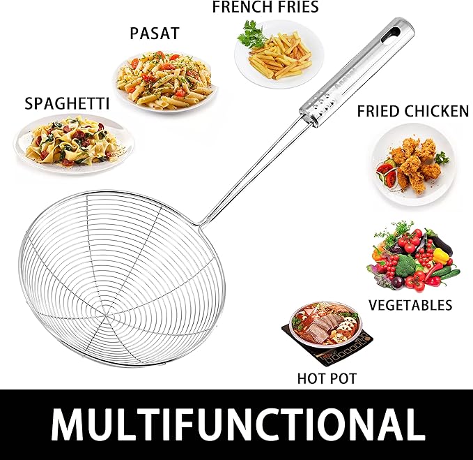 Anaeat 6.1" Stainless Steel Spider Skimmer, Professional Kitchen Pasta Strainer - Image 7
