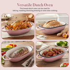 2 QT Oval Dutch Oven for Bread Baking, Enamelled Cast Iron Bread Oven for - Image 7