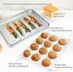 TeamFar Baking Sheet with Rack Set, Stainless Steel Baking Pan Cookie Sheet - Image 4