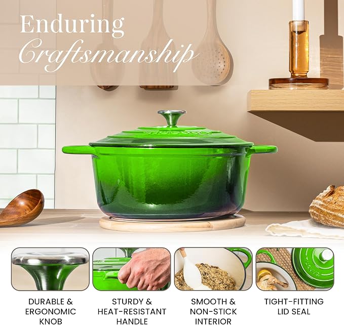 Cast Iron Dutch Oven with Lid – Non-Stick Ovenproof Enamelled Casserole Pot – - Image 7