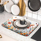 Poppy Flower Dish Drying Mat 16x18 Inch Floral Leaves Dish Drainer Protector - Image 5