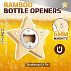 Vesici 24 Pcs Magnetic Bottle Opener 2.5in DIY Bamboo Star Shape Beer Openers - Image 2
