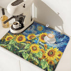Sunflower Dish Drying Mat for Kitchen Counter 24x18 Inch Starry Night Drying Mat - Image 6