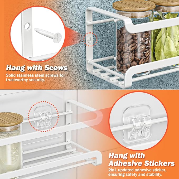 Bunoxea Spice Rack wall mounted 2 Pack, Space-Saving Spice Organizer - Image 4