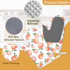 Watercolor Peaches Oven Mitts and Pot Holders Sets, Silicone Kitchen Mitts - Image 3
