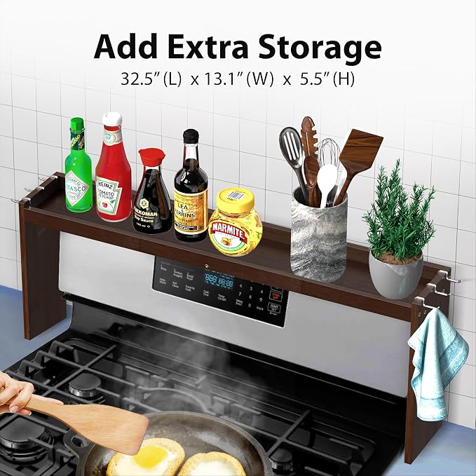 IIIOIIIA Bamboo Over the Stove Spice Rack Organizer Shelf - Image 2