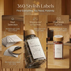 Glass Spice Jars with 360 Labels -24 pcs- 4oz- Spice Containers with Bamboo - Image 3