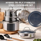 Ammeloo Hybrid Stainless Steel Cookware Set, 17-Piece Tri-Ply Pots and Pans Set - Image 7