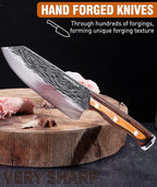 Naitesen 7PCS Hand Forged Butcher Knife and Kitchen Knife 2 in 1 Set - Image 4