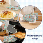 Birds Floral Potholders & Oven Mitts Sets Colourful Flowers Silicone Heat - Image 6