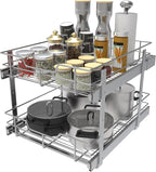 2 Tier Pull Out Cabinet Organizer 18" W X 22" D, Slide Out Drawers - Image 9