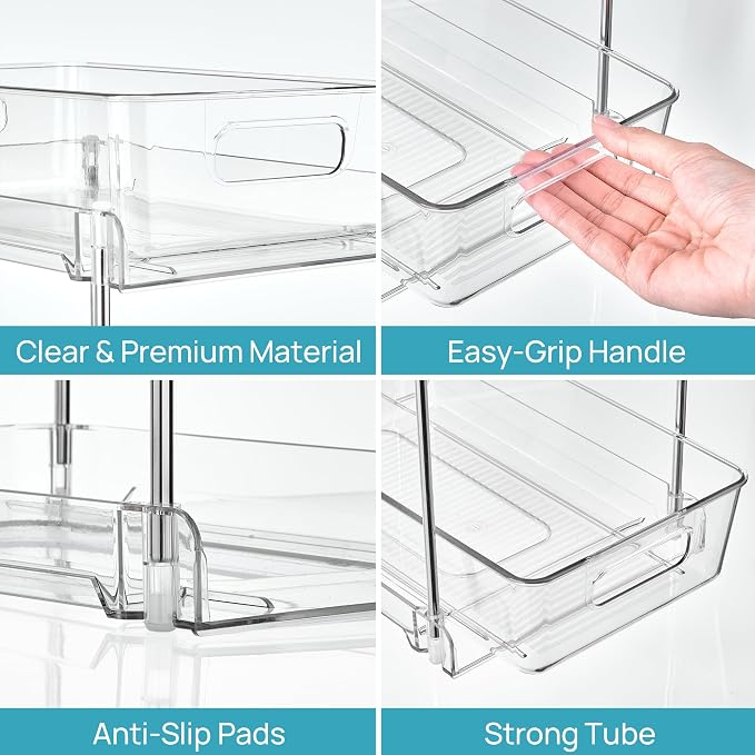 Vtopmart 2 Pack Higher Bathroom Organizer, 2 Tier White Under Sink Organizers - Image 8