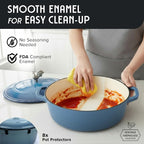 MUELLER HOME 5.5 Quart Enameled Cast Iron Oval Dutch Oven w Rooster Knob & - Image 7