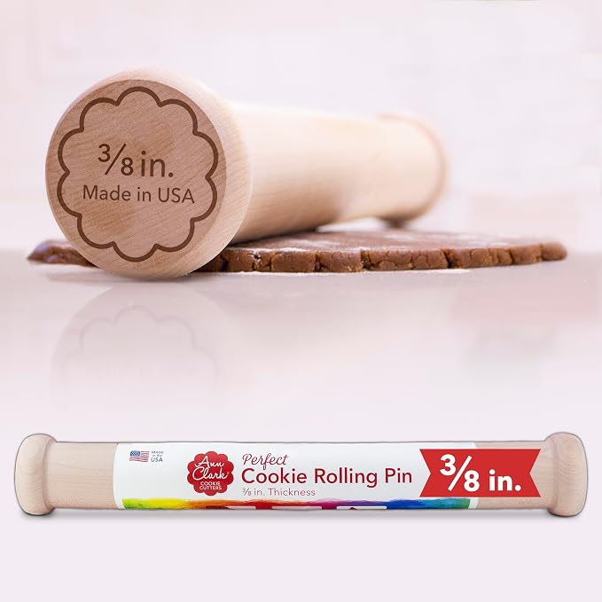 Perfect Cookie Rolling Pin 3/8-in. Fixed Depth Hardwood Made in the USA by Ann by AnnClarkCookieCutters