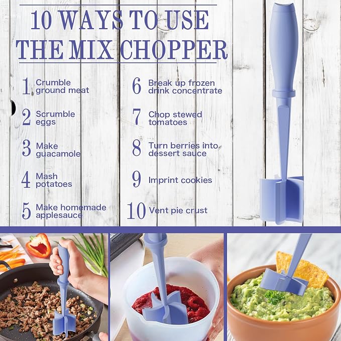 Meat Chopper, 5 Curve Blades Ground Beef Masher, Heat Resistant Meat Masher Tool - Image 2