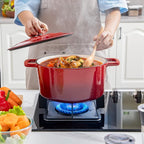 Velaze 6 QT Enameled Cast Iron Dutch Oven, Dual Handles Pot - Image 8
