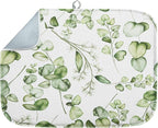 Sanwarm Absorbent Dish Drying Mat, Vintage Summer Eucalyptus Leaves Flower by SanwarmHomeDecor