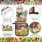 Leinuosen 6 Rooster Sunflower Farmhouse Kitchen Decor Dish Towels Oven Mitts - Image 5