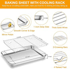 Homikit Quarter Sheet Pan with Rack Set, 9x13 Stainless Steel Baking Sheets - Image 2