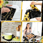 Fourluoo 10 Pcs Sunflower Butterfly Kitchen Dish Towels Rugs Oven Mitts and Pot - Image 4