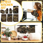 Leinuosen 8 Pcs Kitchen Towels and Dishcloths Sets Oven Mitts and Pot Holders - Image 2