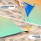 WIWIGO Beach Blanket Waterproof Sandproof Beach Mat 79" X 83"/10'x9'for 2-8 - Image 3