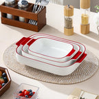 MALACASA Casserole Dishes for Oven, Ceramic Baking Dishes Set of 3, Rectangular - Image 7