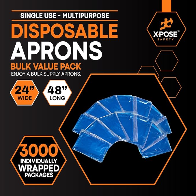 Xpose Safety 3000 Blue Plastic Disposable Aprons - Image 3