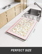Rnivvi Dish Drying Mat for Kitchen Counter, 12 x 19" Cute Flower Theme Super - Image 2