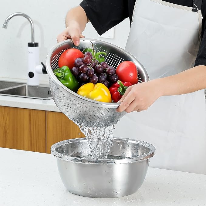 304 Stainless Steel Microporous Colander, 1.5QT Large Capacity - Image 3
