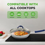 NutriChef 12" Fry Pan With Lid - Image 4