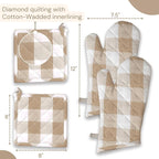 Buffalo Plaid Check Oven Mitts and Pot Holders Set, 100% Cotton, Heat Resistant - Image 3