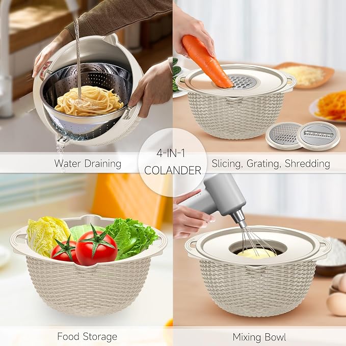 4-1 Colander with Bowl & Spoons Set - Image 2