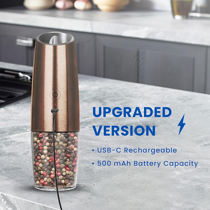 UNNEES Rechargeable Electric Salt and Pepper Grinder set of 2, gravity electric - Image 6