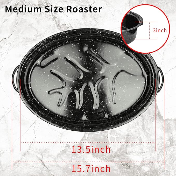 JY COOKMENT 15.7" Enameled Oval Roaster - Image 5