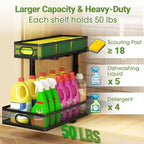 Under Sink Organizer 2-Pack, Metal 2-Tier Pull-Out Cabinet Shelf - Image 4
